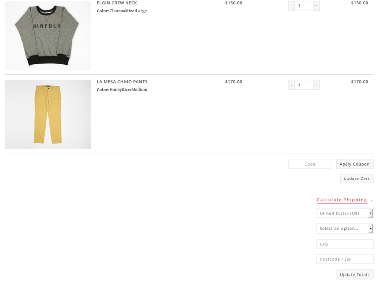 Shopping Cart - Design mockup pre development