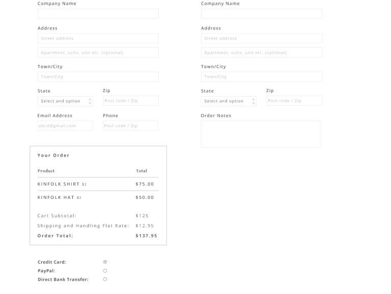Billing page - Design mockup pre development